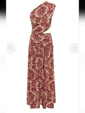 Posse Joslin One-Shoulder Floral Maxi Dress in Crimson
